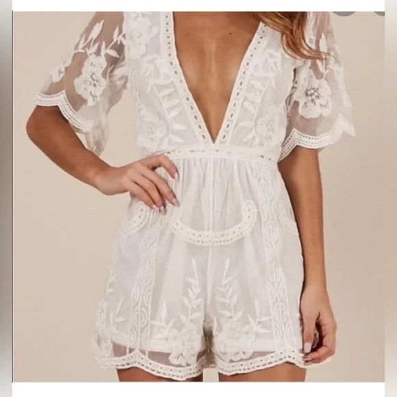 chinese dress ladies Eyelet Lace Romper Small main image 1